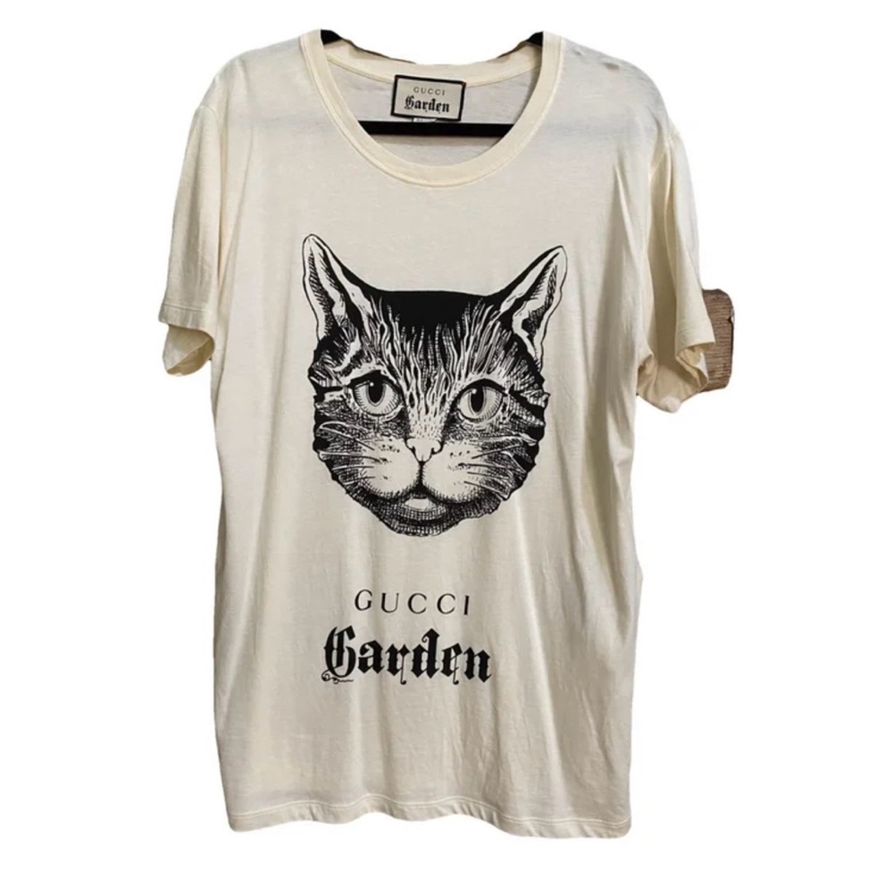 Gucci Garden Cream Tee with Mystic Cat by Alessandro Michele